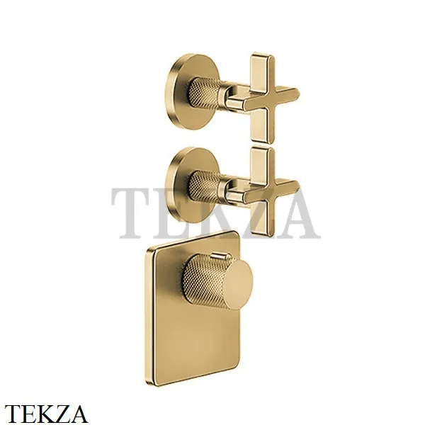 Gessi INCISO WELLNESS Термостат 2 выхода, внешняя часть 58344-727, Brushed Brass