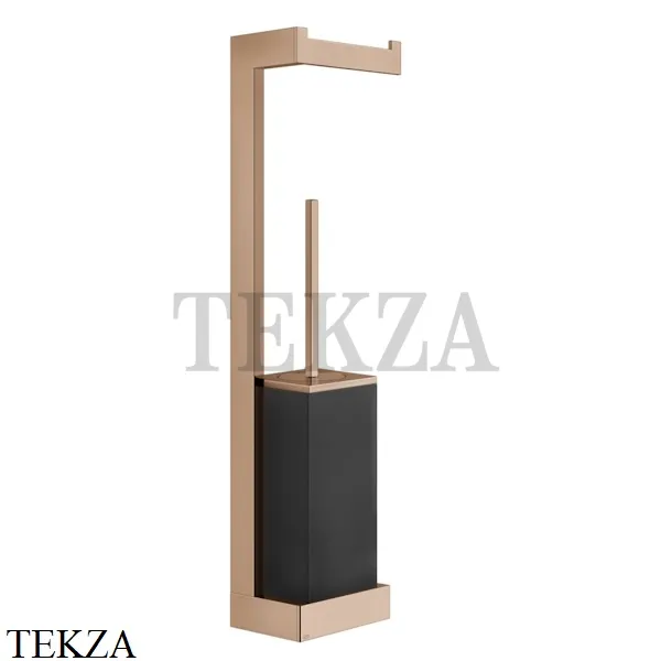 Gessi Rettangolo Стойка настенная с бумагодержателем и ершиком, черный 20868-030, Copper глянец PVD