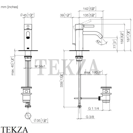Dornbracht Meta Смеситель для раковины 135, с донным клапаном 33502660-33, черный матовый