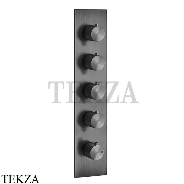 Gessi 316 WELLNESS Термостат 4 выхода на планке, внешняя часть 54518-707, Black Metal Brushed