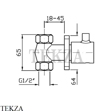 Zucchetti Pan Вентиль для термостата, внешняя часть ZP6727, хром глянец