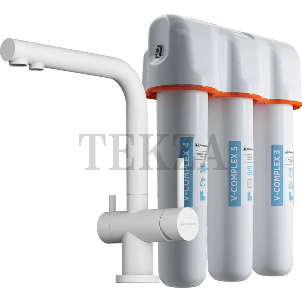 Omoikiri Nagano-GR-P + Pure drop Lite Комплект смеситель+фильтр 4054.8028P белый матовый
