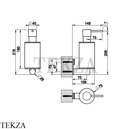 Gessi 316 ACCESSORIES Дозатор для жидкого мыла или лосьона, композит черный 54714-708, Copper Brushed