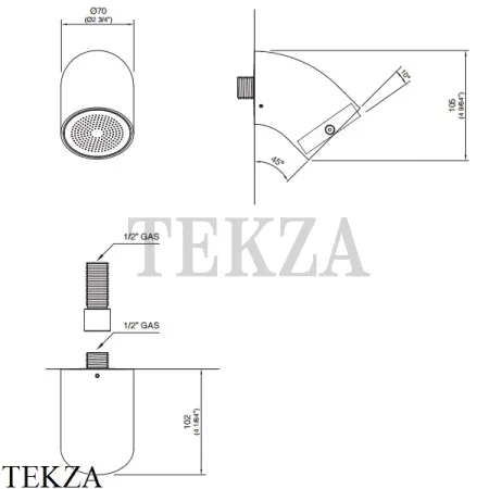 CEA FREE IDEAS Верхняя душевая лейка регулируемая, FRE155, нержавеющая сталь