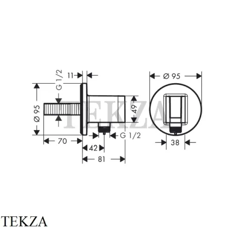Hansgrohe FixFit S Шланговое подсоединение с держателем 26888990, золото глянец