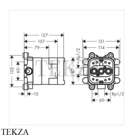AXOR ShowerSolutions Скрытая часть верхнего душа 2jet с держателем 35361180