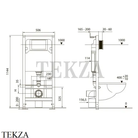 TECEspring Комплект инсталляции подвесного унитаза S955201, с панелью хром глянец-хром