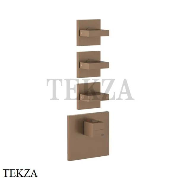 Gessi Rettangolo WELLNESS Термостат 3 выхода, внешняя часть 43216-708, Copper Brushed