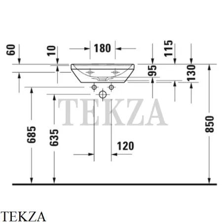 Duravit D-Neo Раковина подвесная, без отверстия, 45 без перелива 0738450070, белый глянец