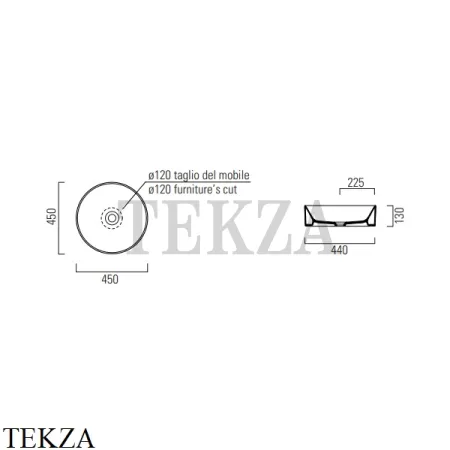GSI Kube X Раковина накладная круглая 45, без перелива 942705, Tortora