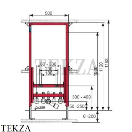 TECE Застенный напольный модуль для подвесного биде 9330000