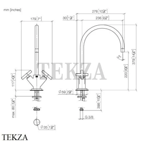 Dornbracht TARA Смеситель для кухни двухвентильный 22815892-33, черный матовый