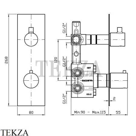 Zucchetti Pan Термостат для душа, 1 выход, внешняя часть ZT28659, хром глянец