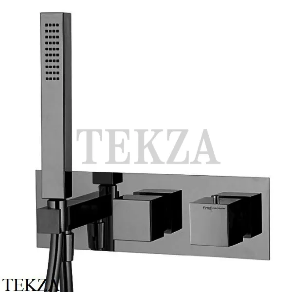 FIMA Carlo Frattini FIT Термостат на 2 потока, с гарнитуром, F3989WX3CS, Brushed black chrome