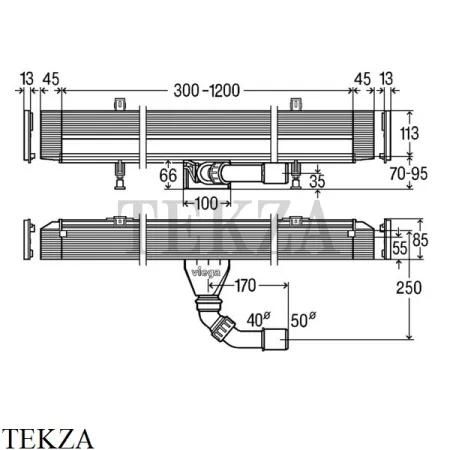 Viega Visign Advantix Vario Душевой лоток встраиваемый в стену, высота 100 см 736736