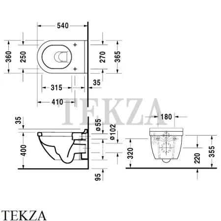Duravit Starck 3 Унитаз подвесной (комплект) 42250900A1, сиденье микролифт SoftClose, белый глянец