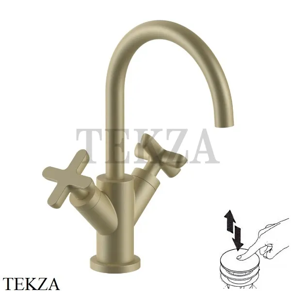 Fantini Icona Classic Смеситель для раковины, с донным клапаном 53P6R056F, Matt British Gold PVD