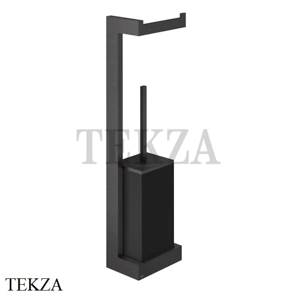 Gessi Rettangolo Стойка настенная с бумагодержателем и ершиком, черный 20868-187, Aged Bronze