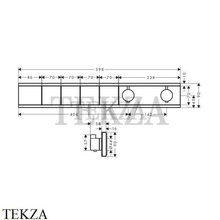 Hansgrohe RainSelect Термостатический модуль, 4 потока, внешняя часть 15382990, золото глянец