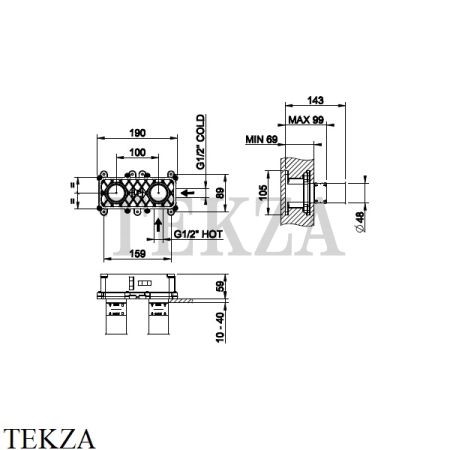 Gessi Скрытая часть 63397-239 для однорычажного смесителя с изливом