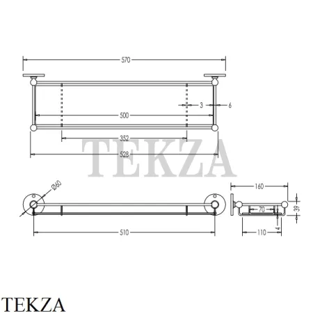 Devon&Devon CAVENDISH Полка стеклянная с галереей WM10CR, хром глянец