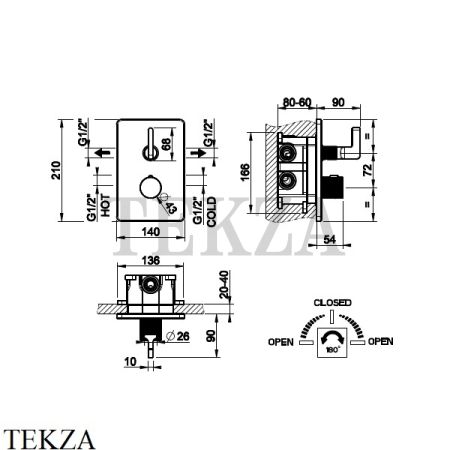 Gessi INCISO SHOWER Термостатический смеситель, 2 потока, внешняя часть 58134-149, Finox Brushed Nickel