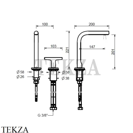 Fantini Sailing Смеситель для раковины 2 отверстия, без донного клапана 67P5J107W, Matt Gun Metal