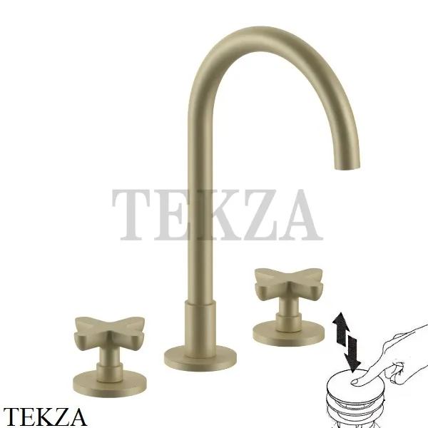 Fantini Icona Classic Смеситель для раковины, с донным клапаном 53P6R007, Matt British Gold PVD