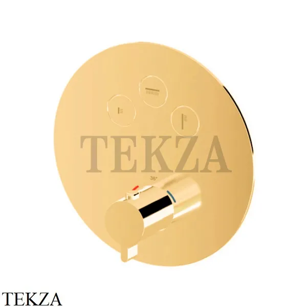 Newform XT Термостат для душа с кнопкой Select на 3 потока 70404E.61.020, PVD Glossy gold
