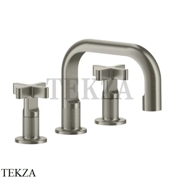 Gessi INCISO+ Смеситель для раковины на 3 отверстия, с донным клапаном 58111-149, Finox Brushed Nickel
