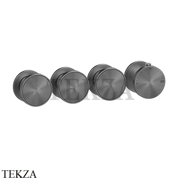 Gessi Origini NATURE Термостат для душа 3 потока, внешняя часть 66336-707, Black Metal Brushed