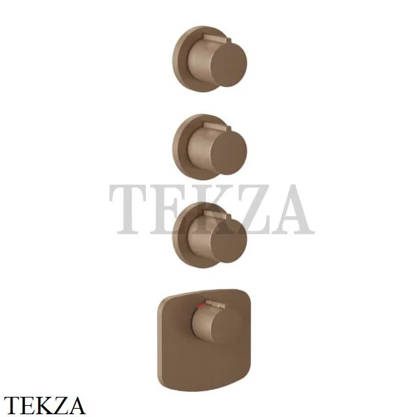 Gessi Ingranaggio-Anello Термостат для душа, 3 потока, внешняя часть 43236-708, Copper Brushed