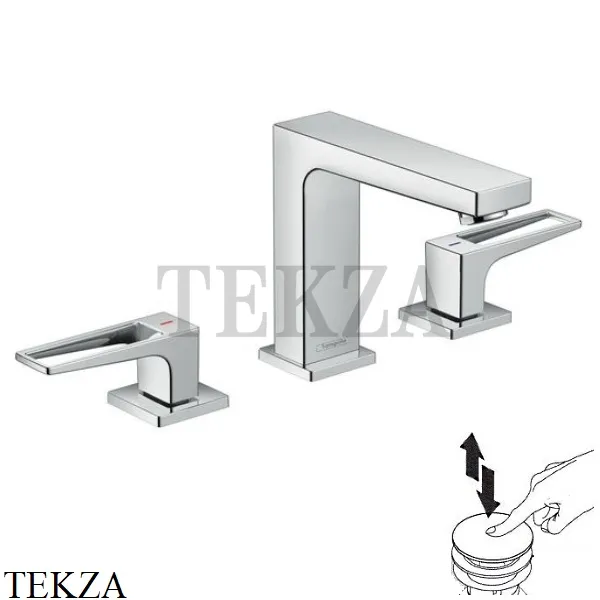 Hansgrohe Metropol Смеситель для раковины 110, с рукояткой-петлей, с донным Push-Open 74514000, хром глянец