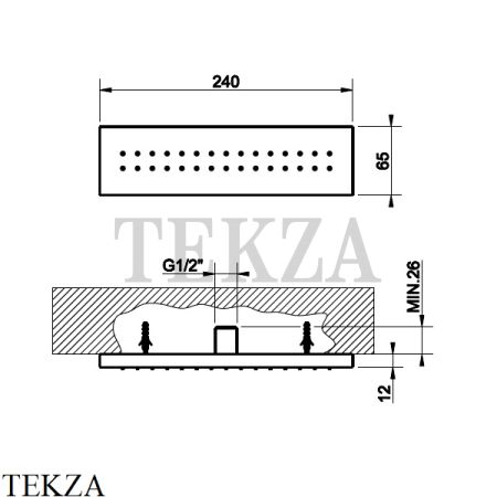 Gessi Rettangolo shower Боковая форсунка длинная 32975#031, хром глянец