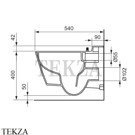 TECE One Унитаз подвесной безободковый 9700204, без крышки-сиденья, белый глянец