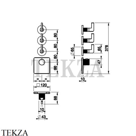 Gessi INCISO WELLNESS Термостат 3 выхода, внешняя часть 58216-031, хром глянец