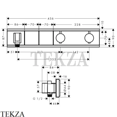 Hansgrohe RainSelect Термостатический модуль, 2 потока, внешняя часть 15355000, хром глянец
