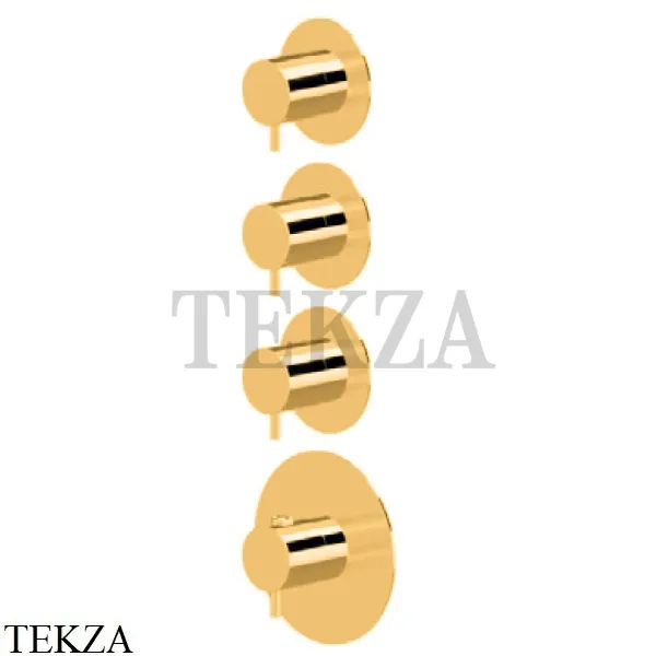 Newform XT Термостат для душа на 3 потока, внешняя часть, 67600E.61.020, PVD Glossy gold