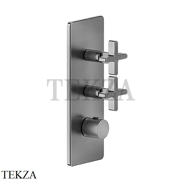 Gessi INCISO WELLNESS Термостат 2 выхода, внешняя часть 58224-707, Black Metal Brushed