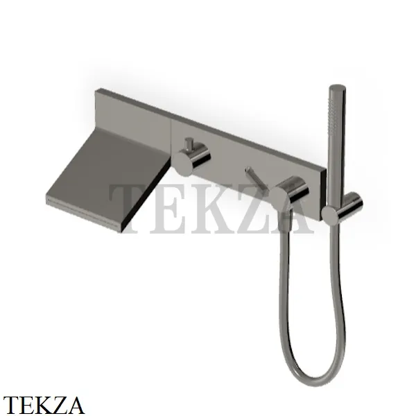 Zucchetti Pan Смеситель для ванны с гарнитуром, 3 потока, внешняя часть ZP8046.C50, metal black