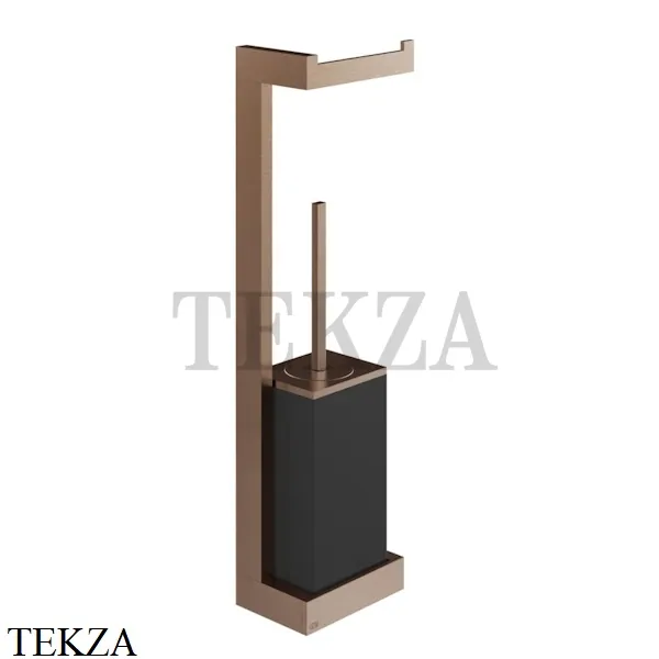 Gessi Rettangolo Стойка настенная с бумагодержателем и ершиком, черный 20868-708, Copper Brushed