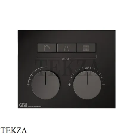 Gessi HI-FI Термостатический смеситель на 3 потока, внешняя часть 63006-706, Black Metal PVD