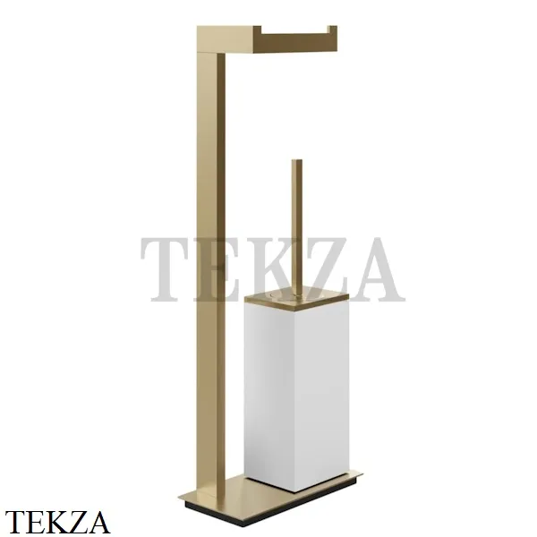 Gessi Rettangolo Стойка напольная с бумагодержателем и ершиком, белый 20933-726, Warm Bronze Br.
