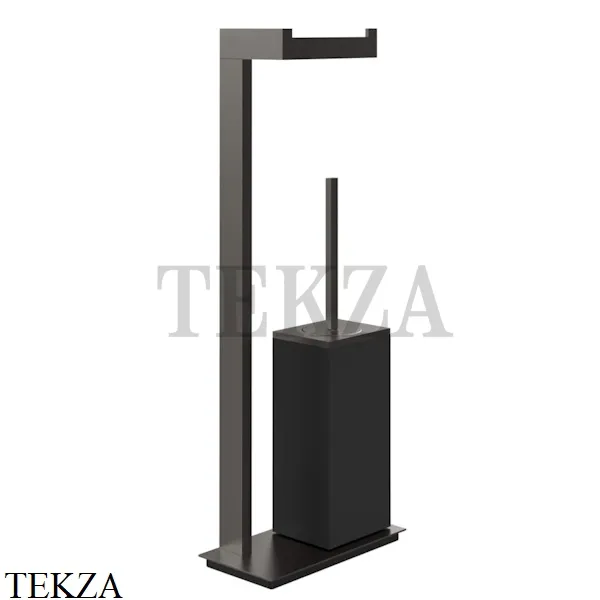 Gessi Rettangolo Стойка напольная с бумагодержателем и ершиком, черный 20934-707, Black Metal Brushed