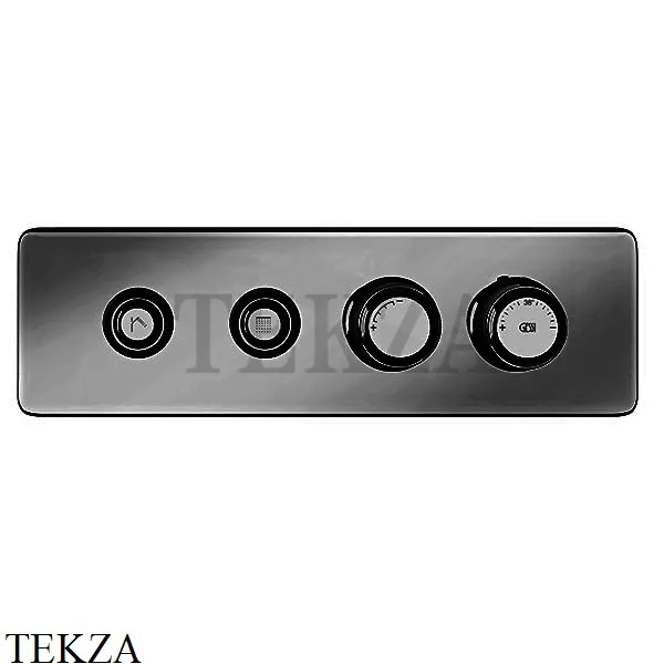 Gessi VENTI20 Термостатический смеситель на 2 потока с кнопками, внешняя часть 65222-707, Black Metal Brushed