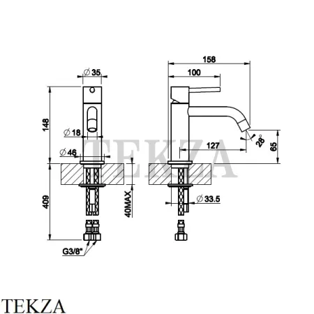 Gessi Emporio Via Tortona Смеситель для раковины, без сливного гарнитура 18602-299, Black XL