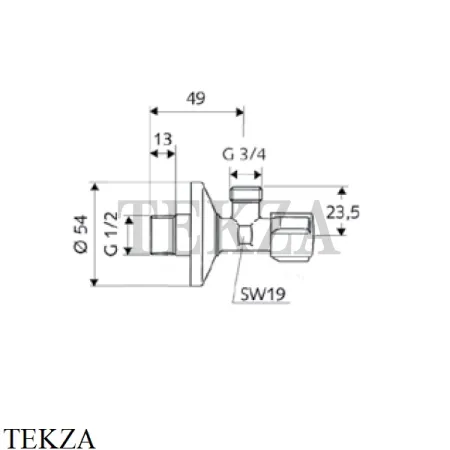 TECE Schell Comfort  Угловой вентиль 1/2'' х 3/4'' 033000699, хром глянец
