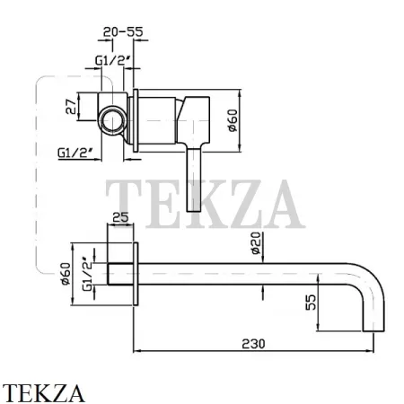 Zucchetti Pan Смеситель для раковины 230, внешняя часть ZP6123.C3, brushed nickel