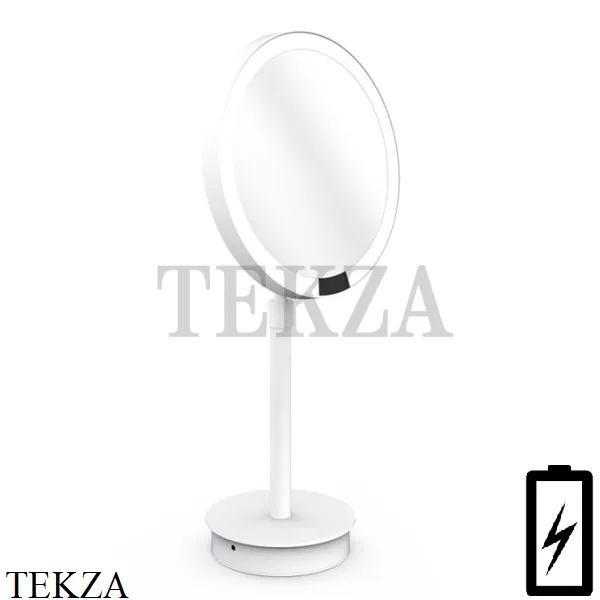 Decor Walther Round Just Look SR Косметическое зеркало, 5х увеличение 0121950, от батарейки 0121950, белый матовый