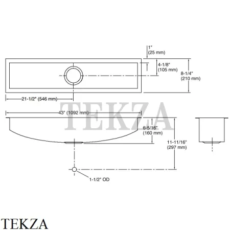 Kohler Undertone Мойка для кухни длинная K-3188-NA, нержавеющая сталь